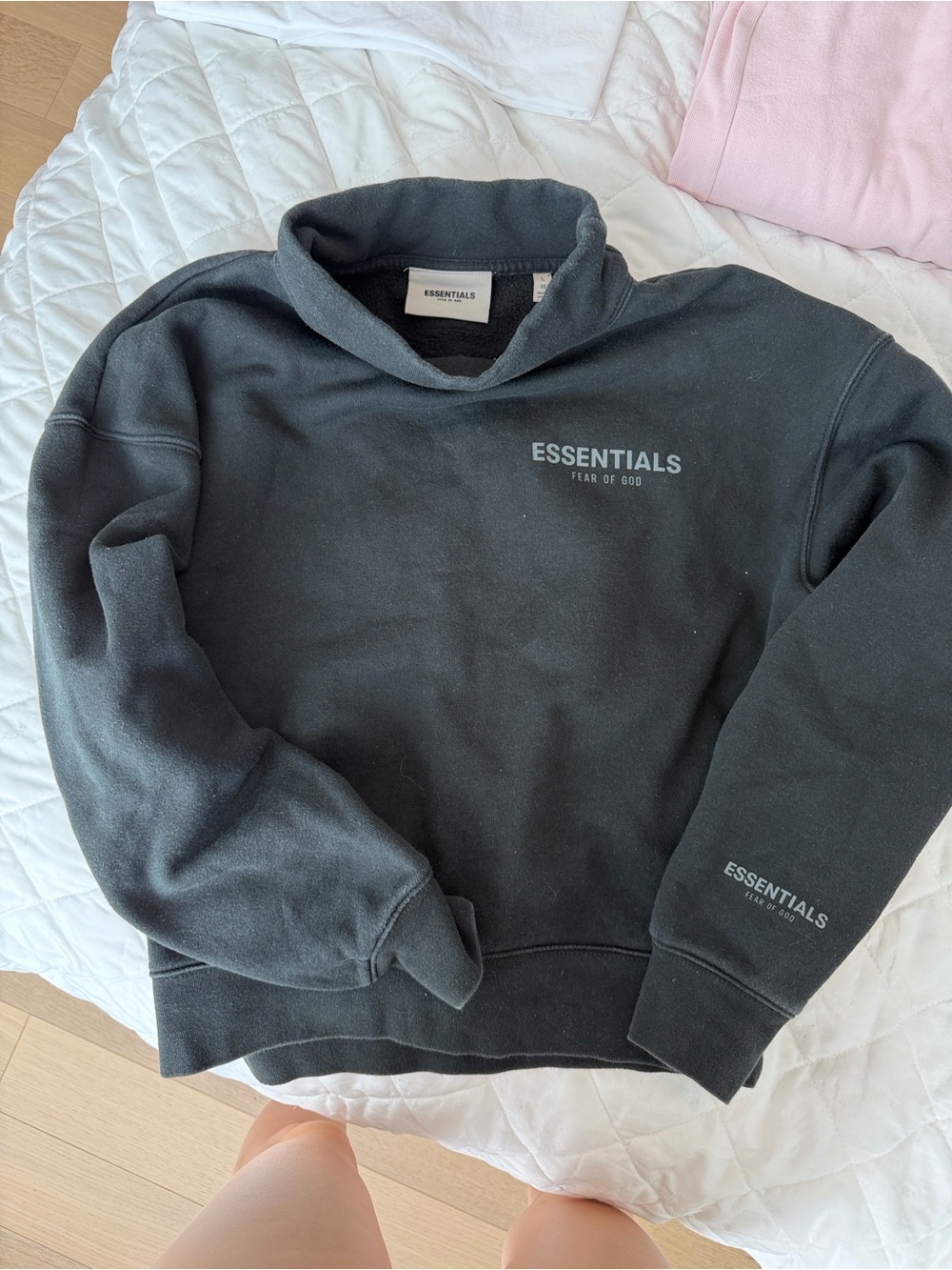 ESSENTIALS Charcoal Gray Logo Crewneck Sweatshirt